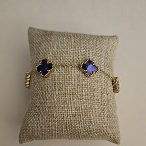 Gold and Purple Clover Chain Bracelet